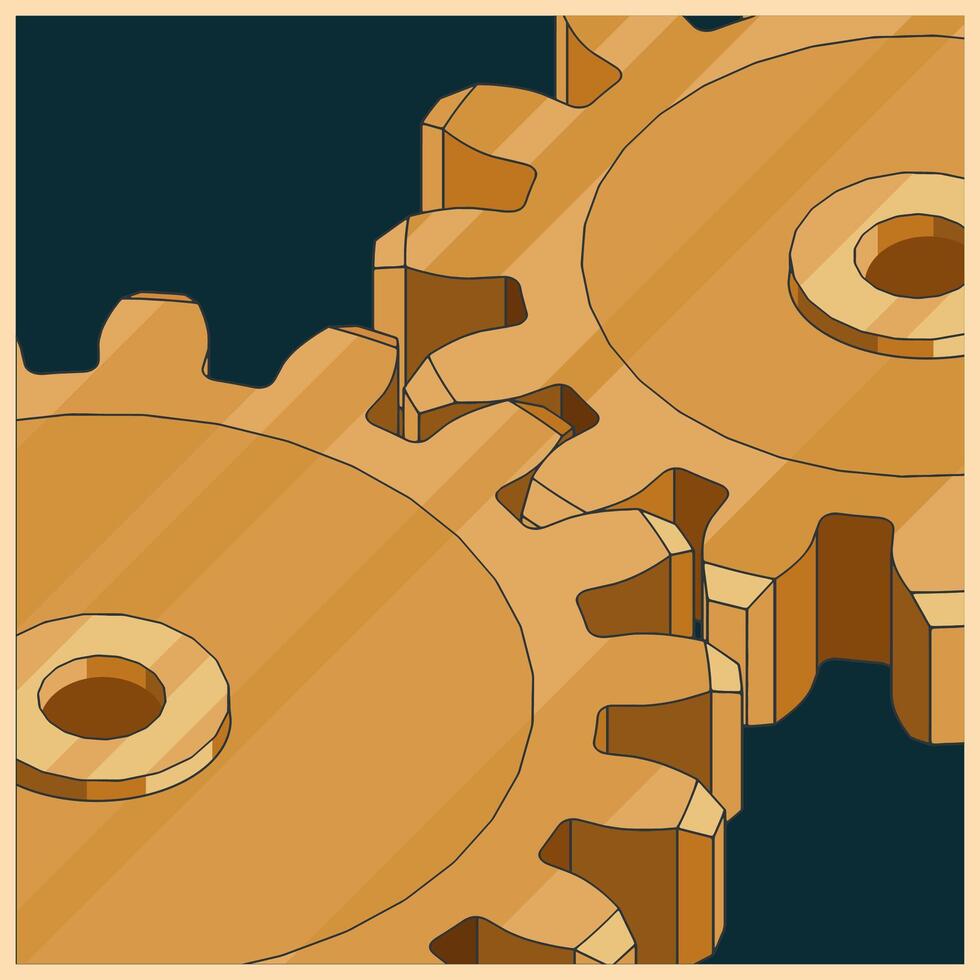 Golden gears colorful illustration vector