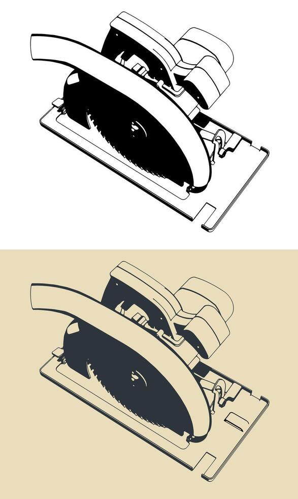 Circular saw drawings vector