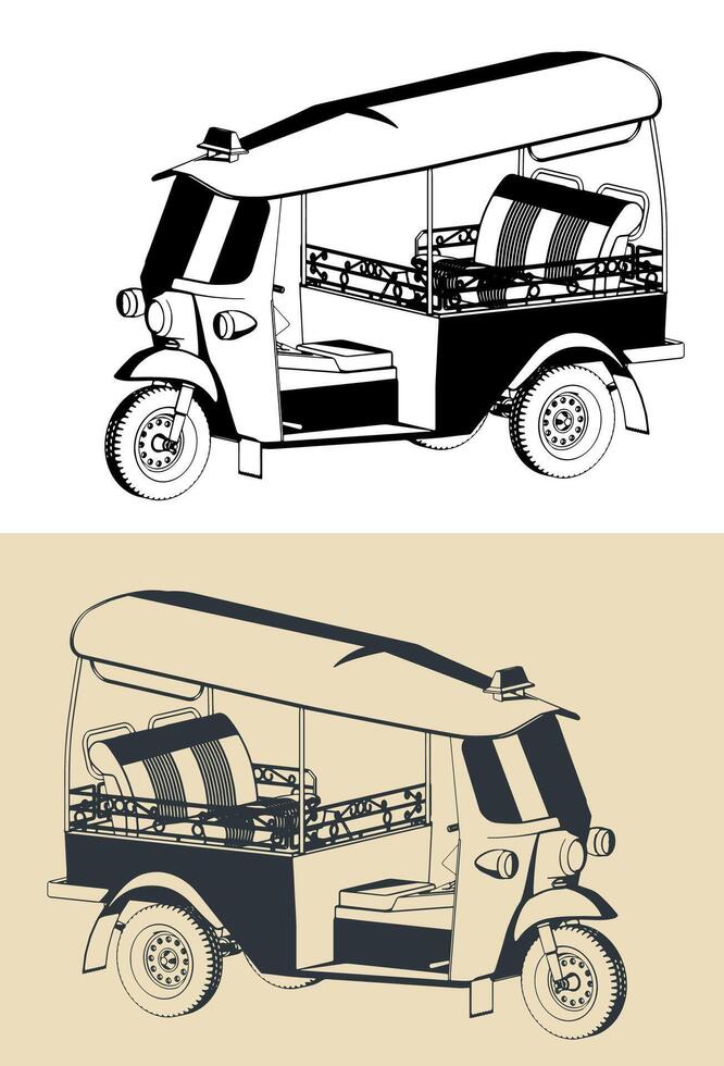 Tuk tuk illustrations vector