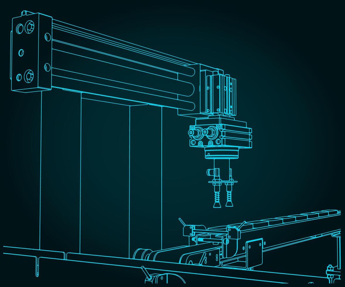 Automated factory line robot vector