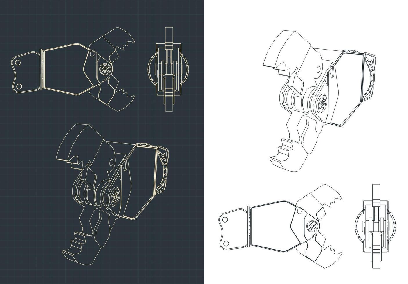 Demolition shear blueprints vector