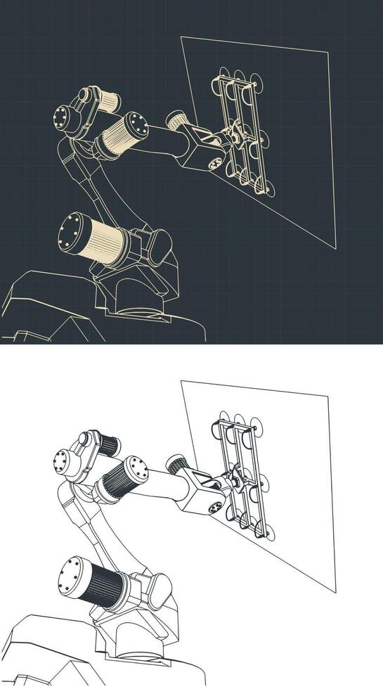 Robot with vacuum gripper drawings vector