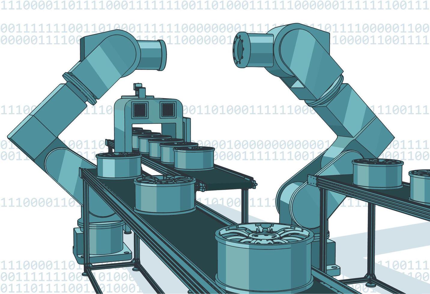 Robotic industrial line vector