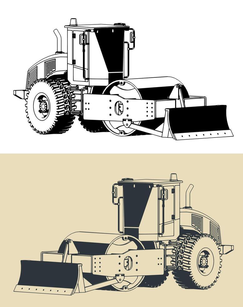 Road roller compactor vector