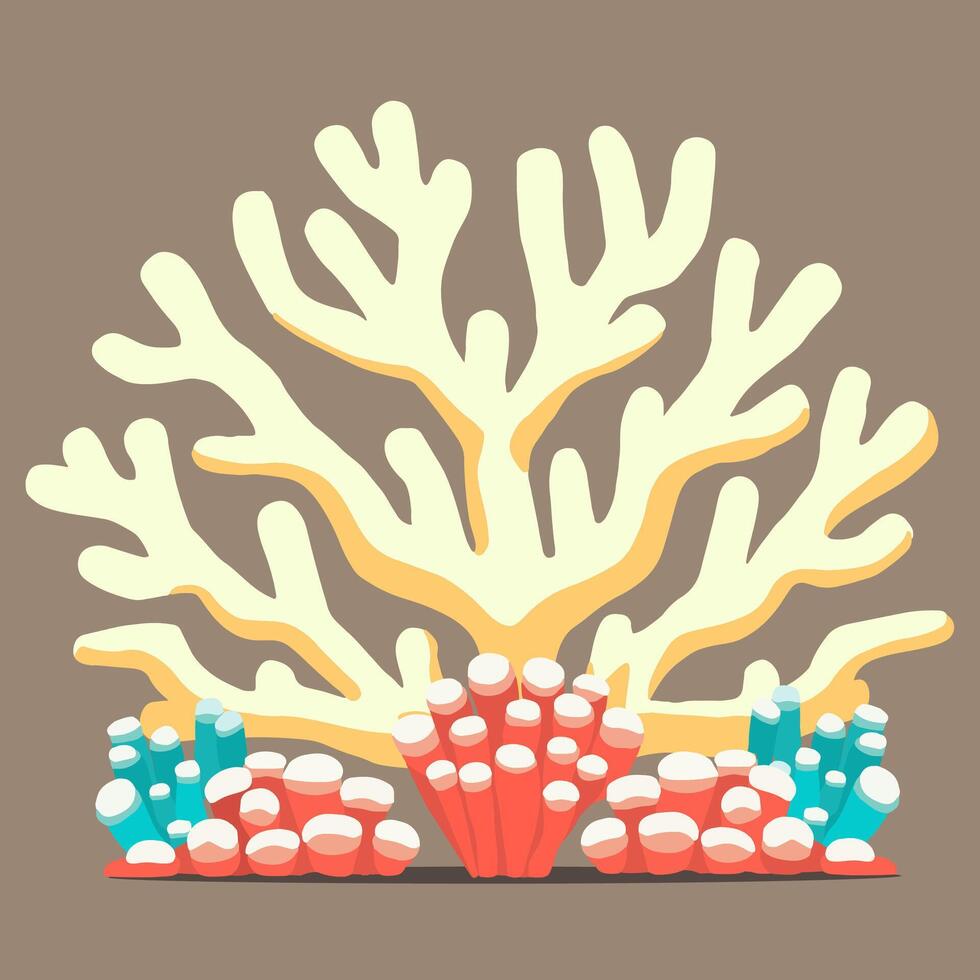 sea white coral, coral bleached lifeless, isolated on white background vector