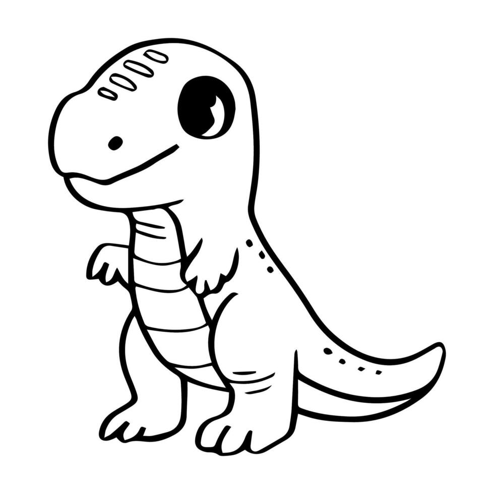 black and white drawing of a friendly-looking dinosaur vector