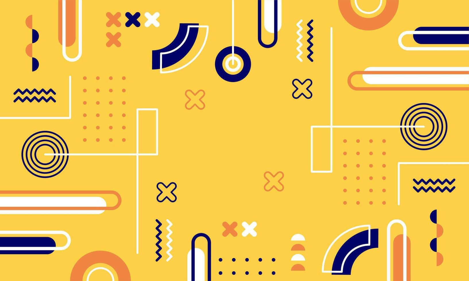 Modern abstract background with memphis elements in yellow and retro themed posters banners and website landing pages. vector