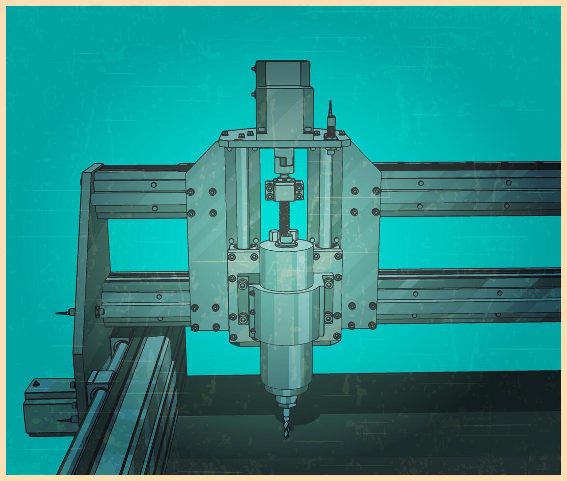 cnc máquina para 3d tallado retro póster vector