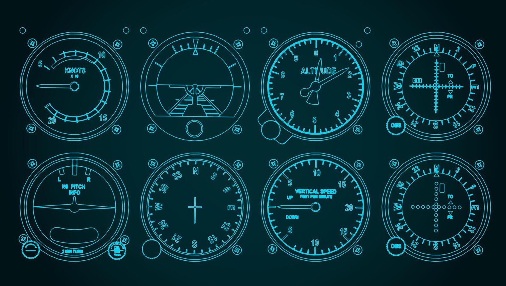 Airplane control panel illustration vector