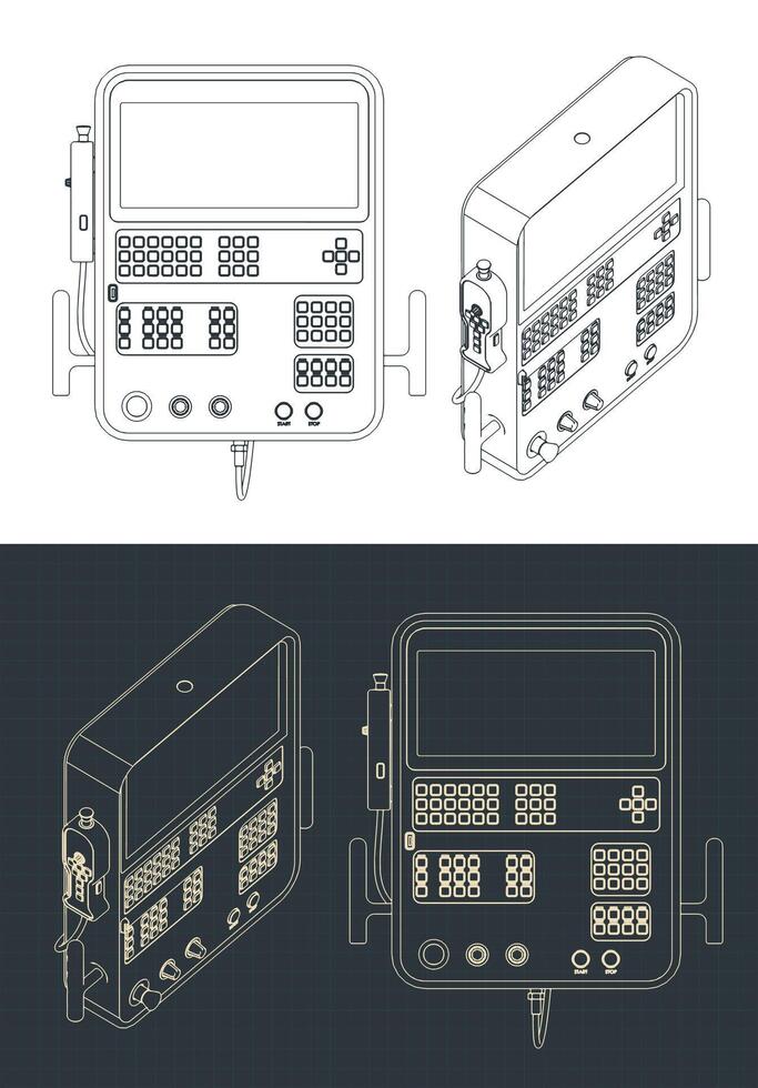 Remote control for automated lines and industrial robots vector