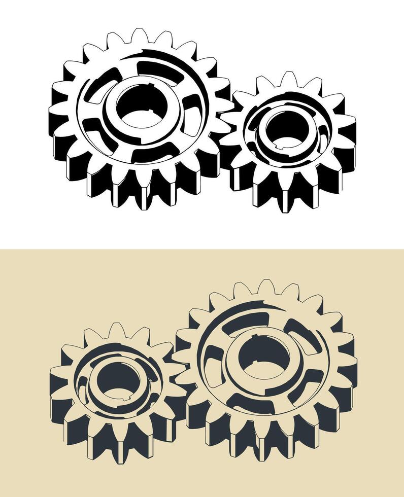Stylized illustration of gears vector