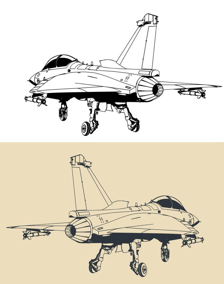 Carrier-based military jet illustration vector