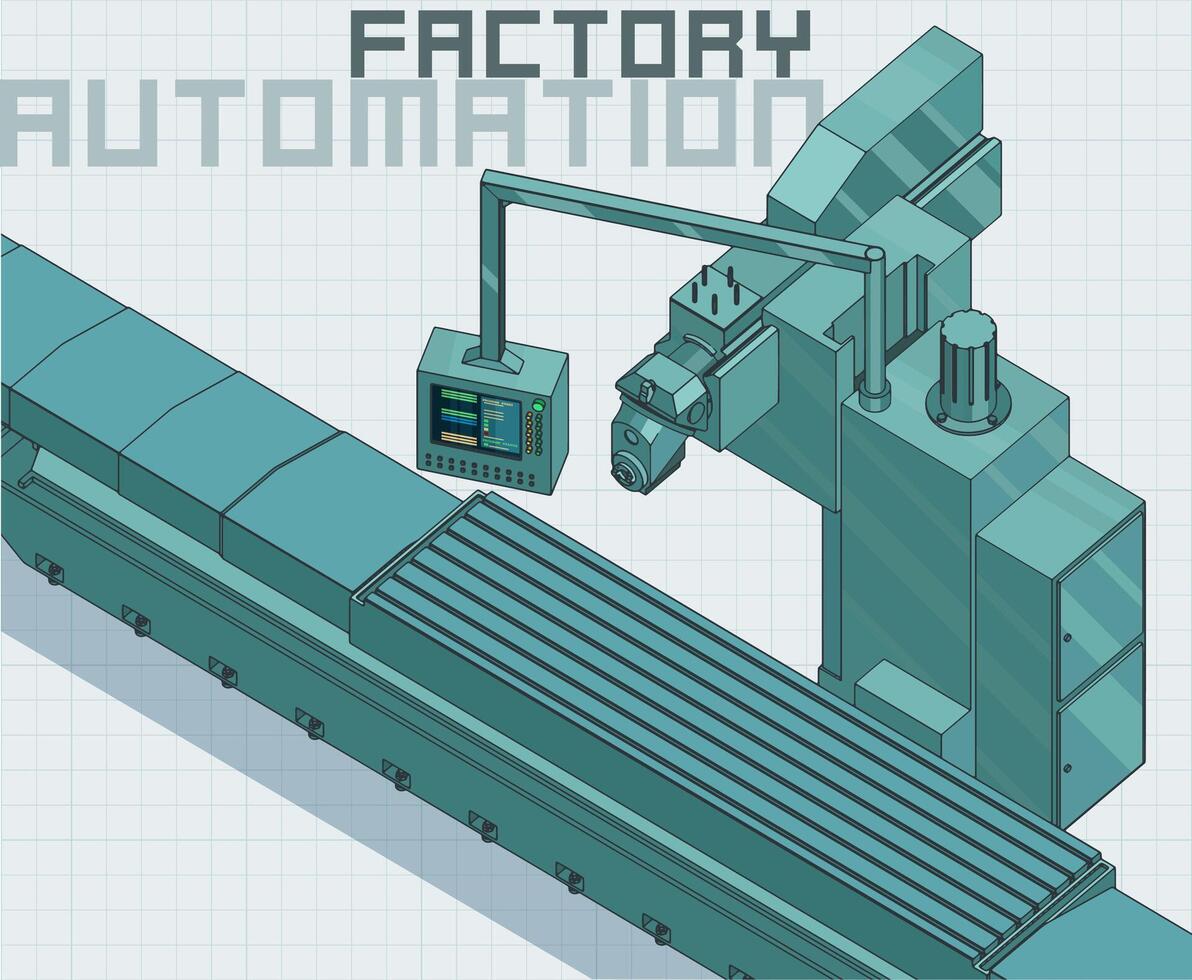 Factory line and control panel illustration vector