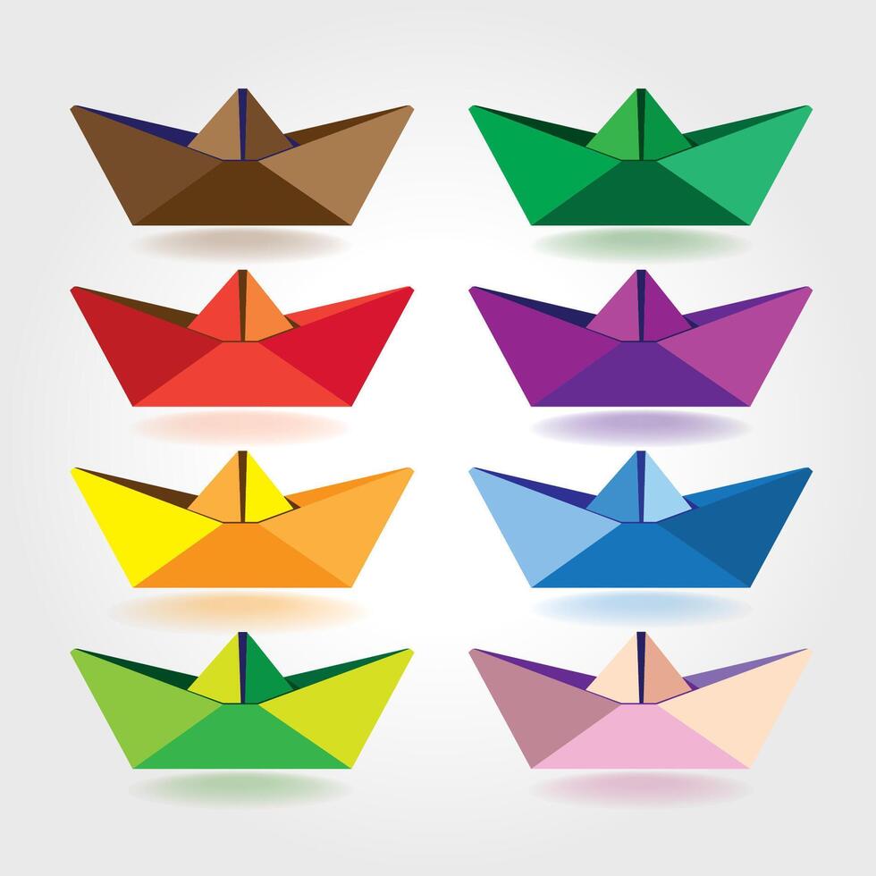 colored paper boats vector