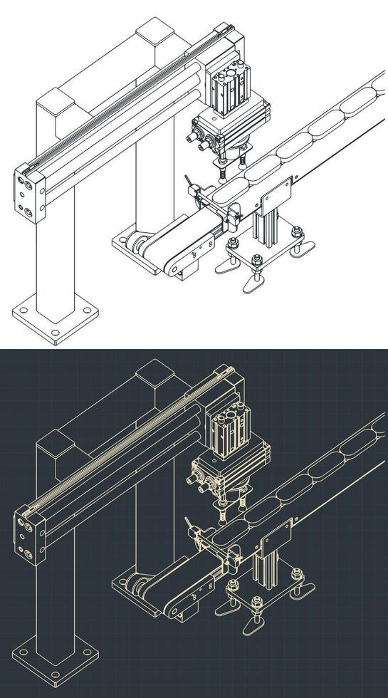 Automated factory line isometric vector