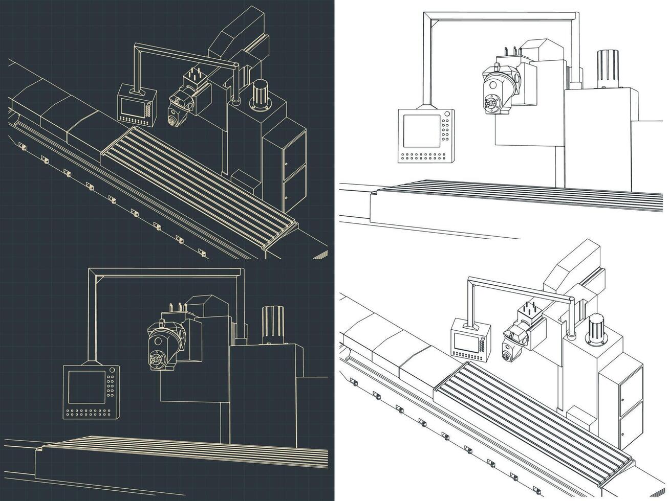Automated factory line drawings vector