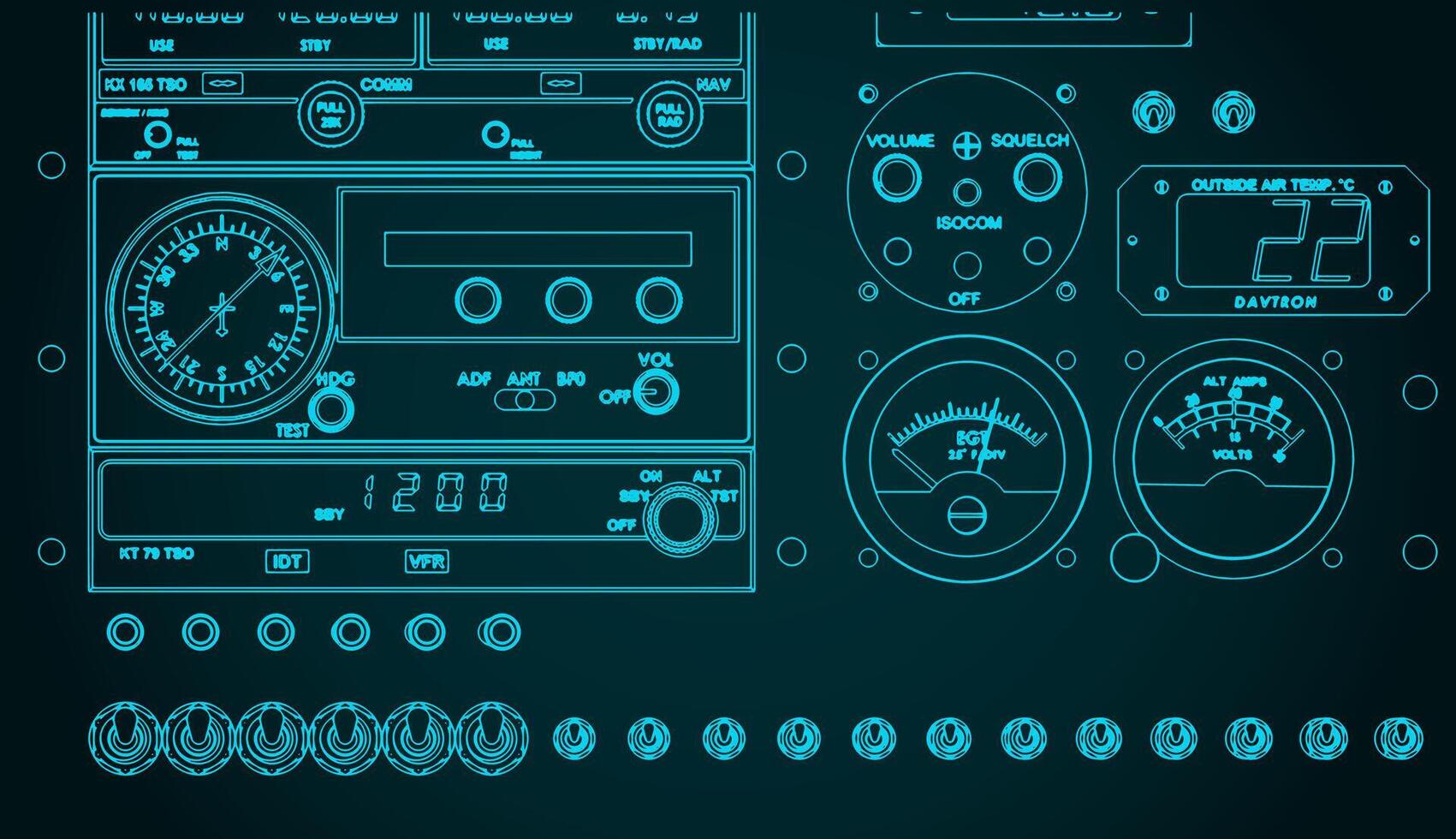 Airplane control dashboard vector