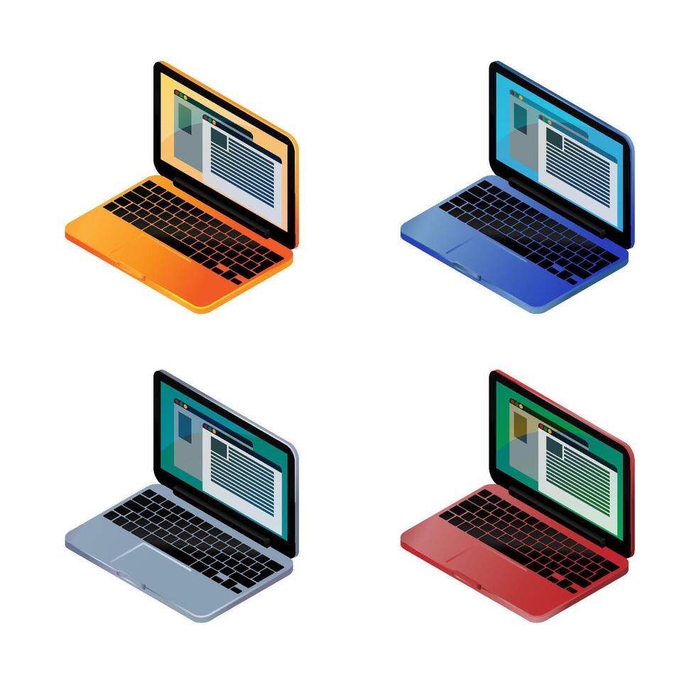 Multi colored laptops vector