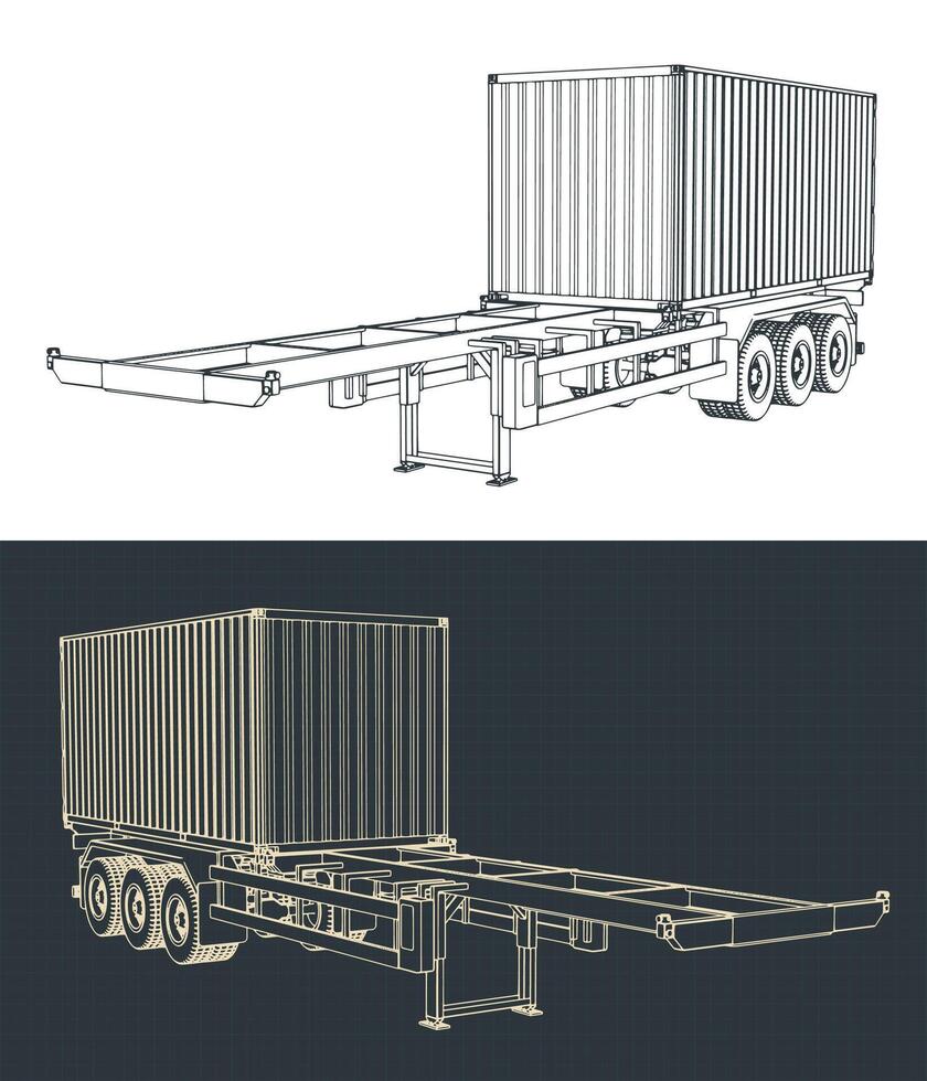 Container trailer illustrations vector