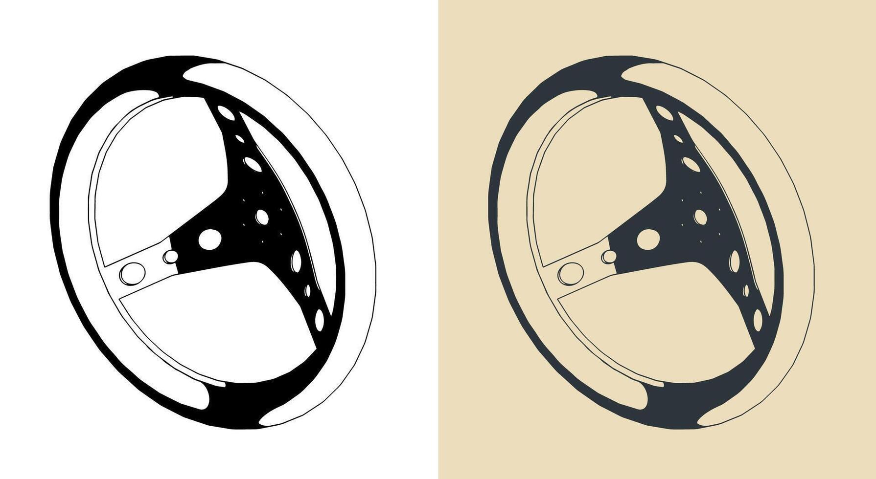 Sports car steering wheel illustrations vector