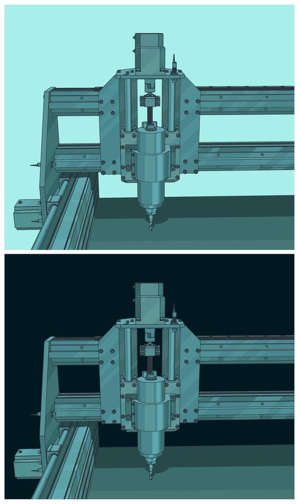 CNC machine for 3D carving illustration vector