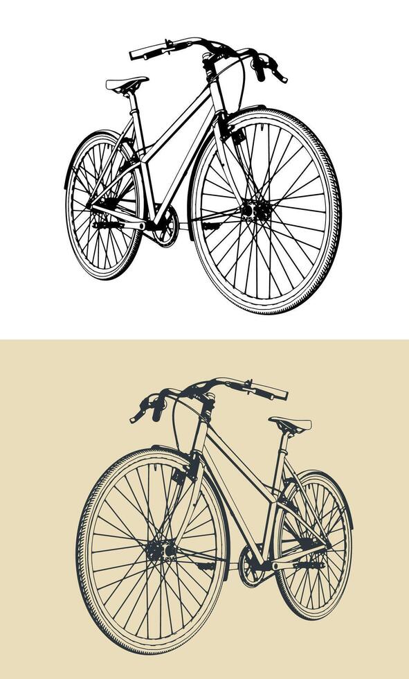 Classic bicycle illustrations vector