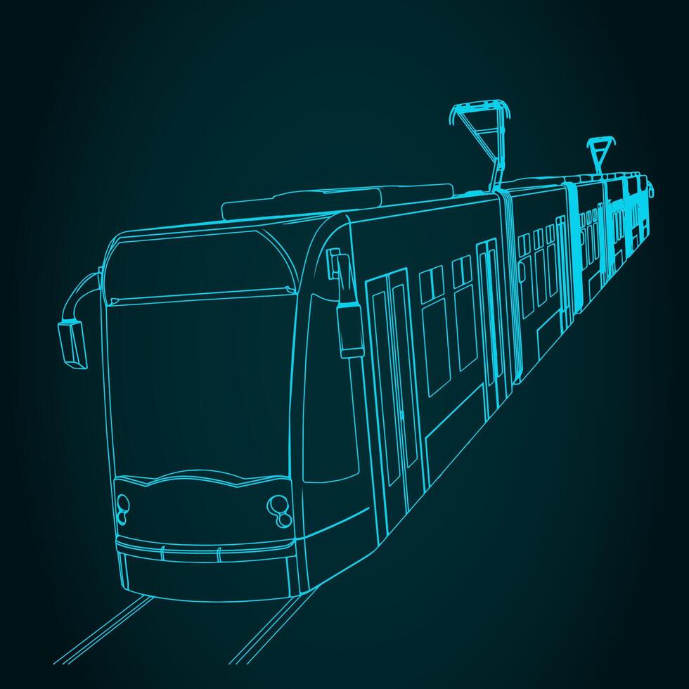 Modern tram drawing vector