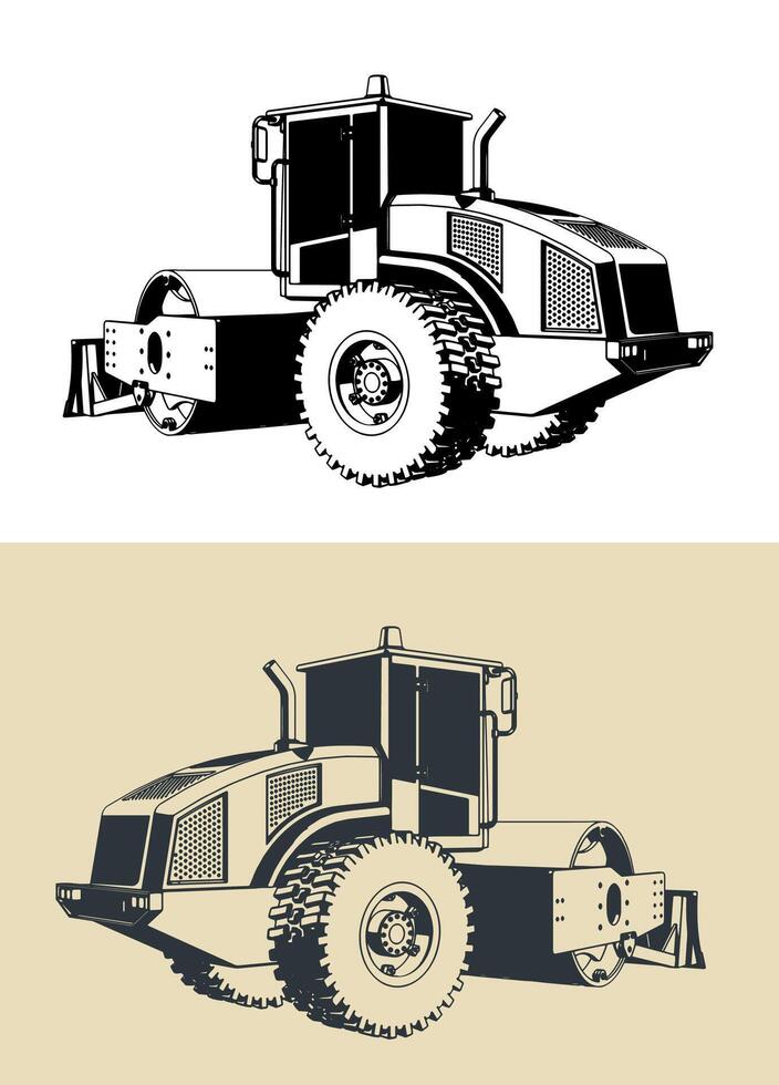 Road roller illustrations vector