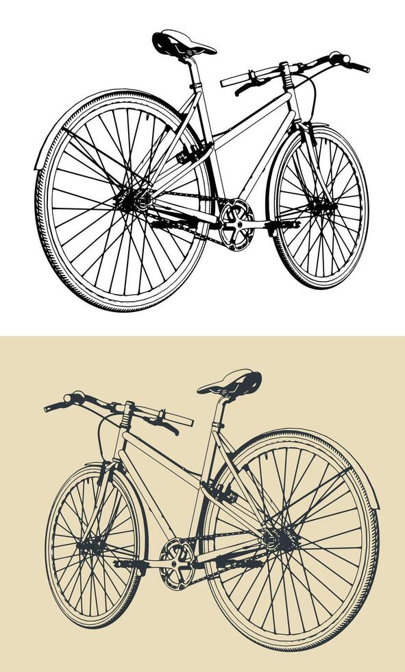 Classic bicycle illustrations vector