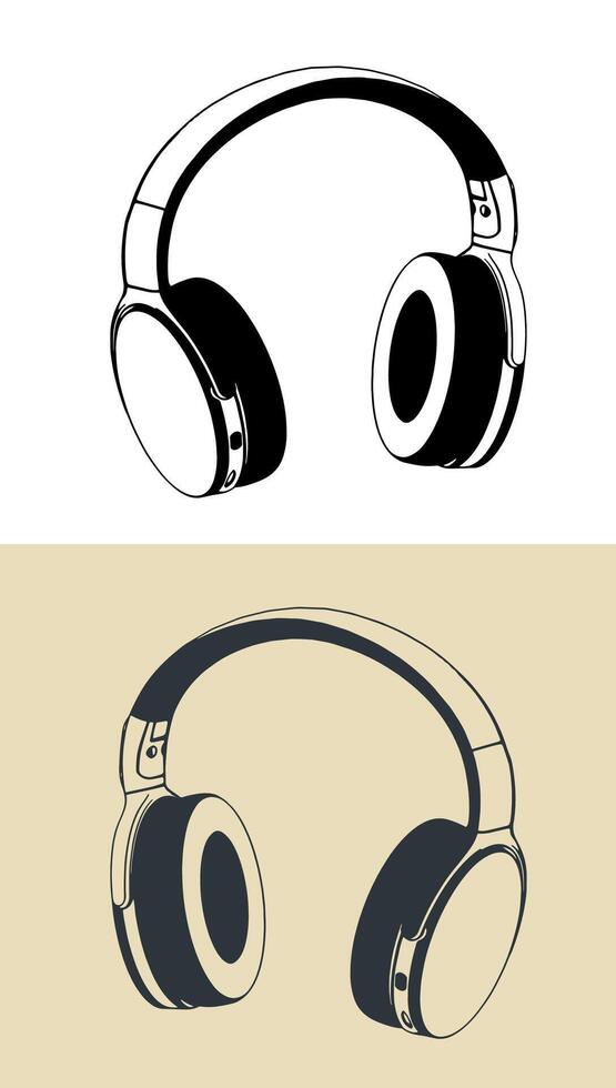 Wireless headphones illustrations vector