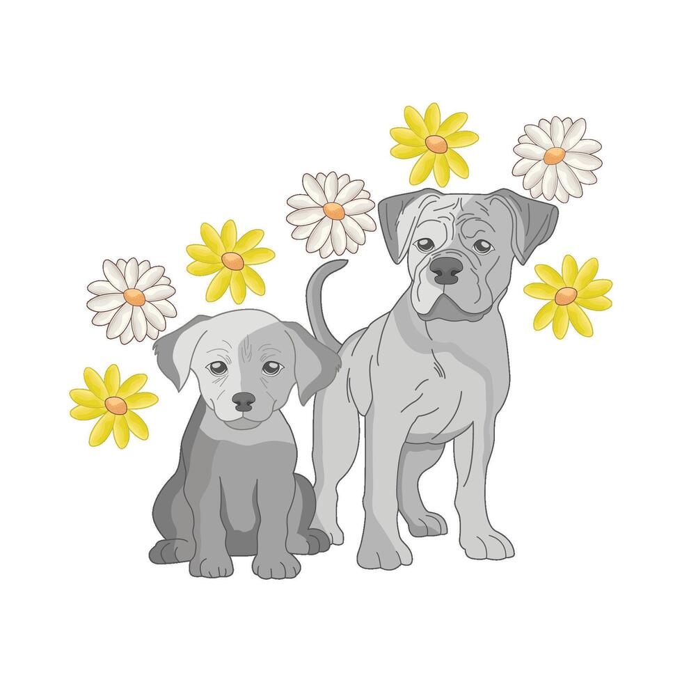 illustration of dog and puppy vector