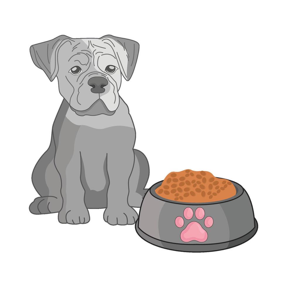 ilustración de perro y comida vector