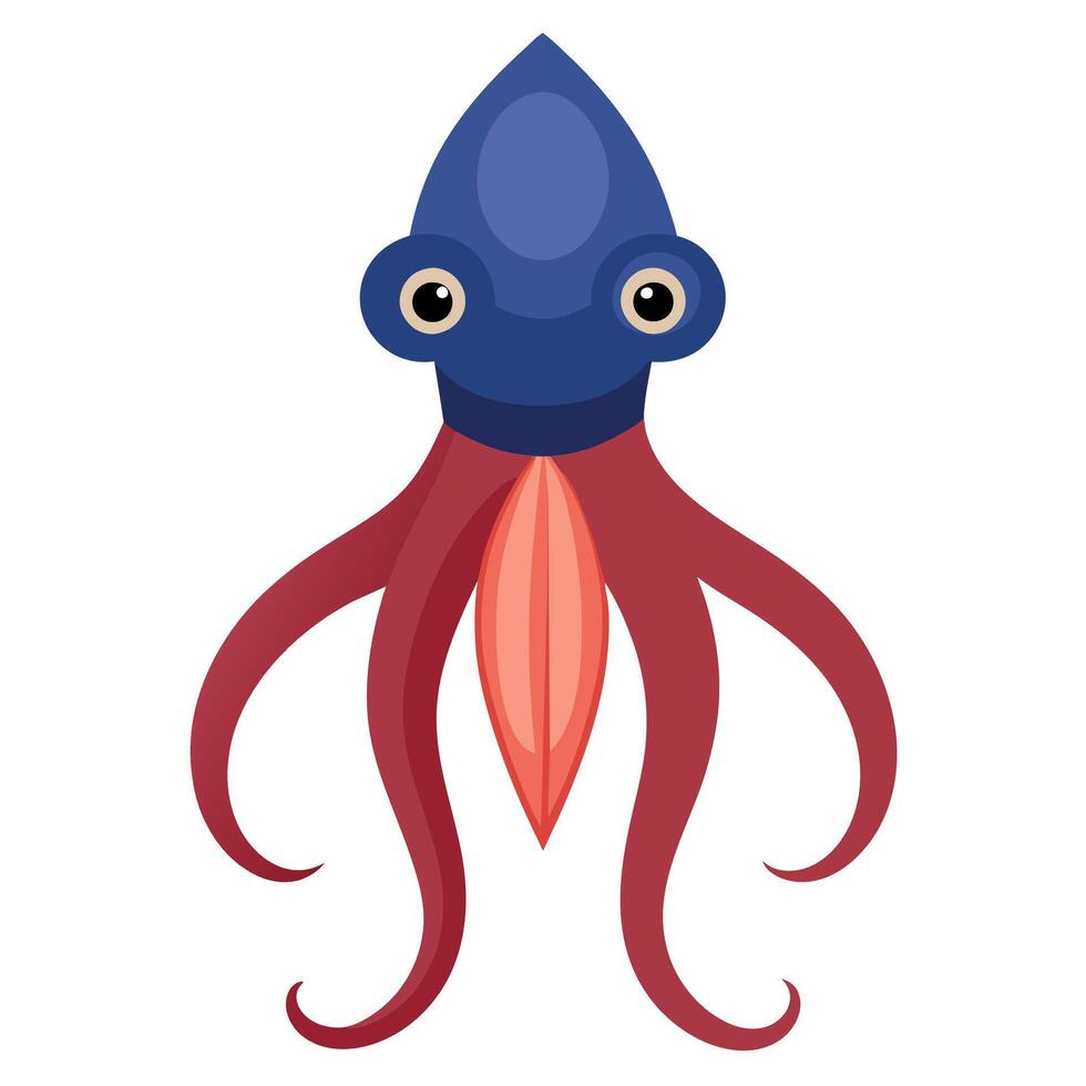 Squid animal flat style illustration vector