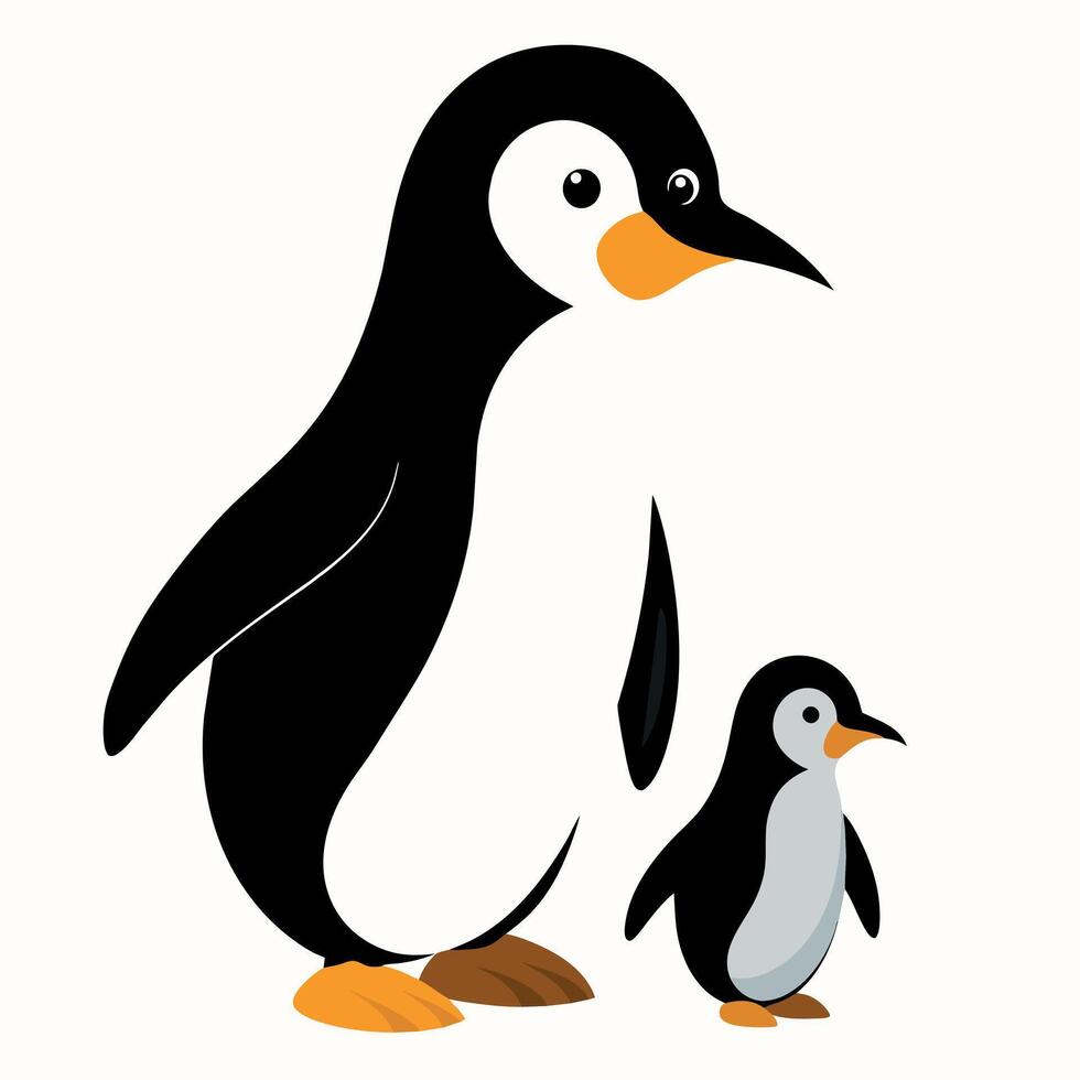 Penguin flat style illustration vector