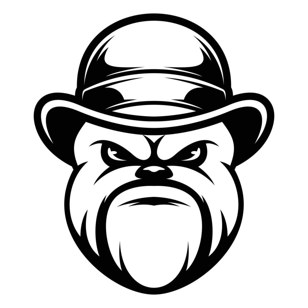 Bulldog Bow Hat Outline Version vector