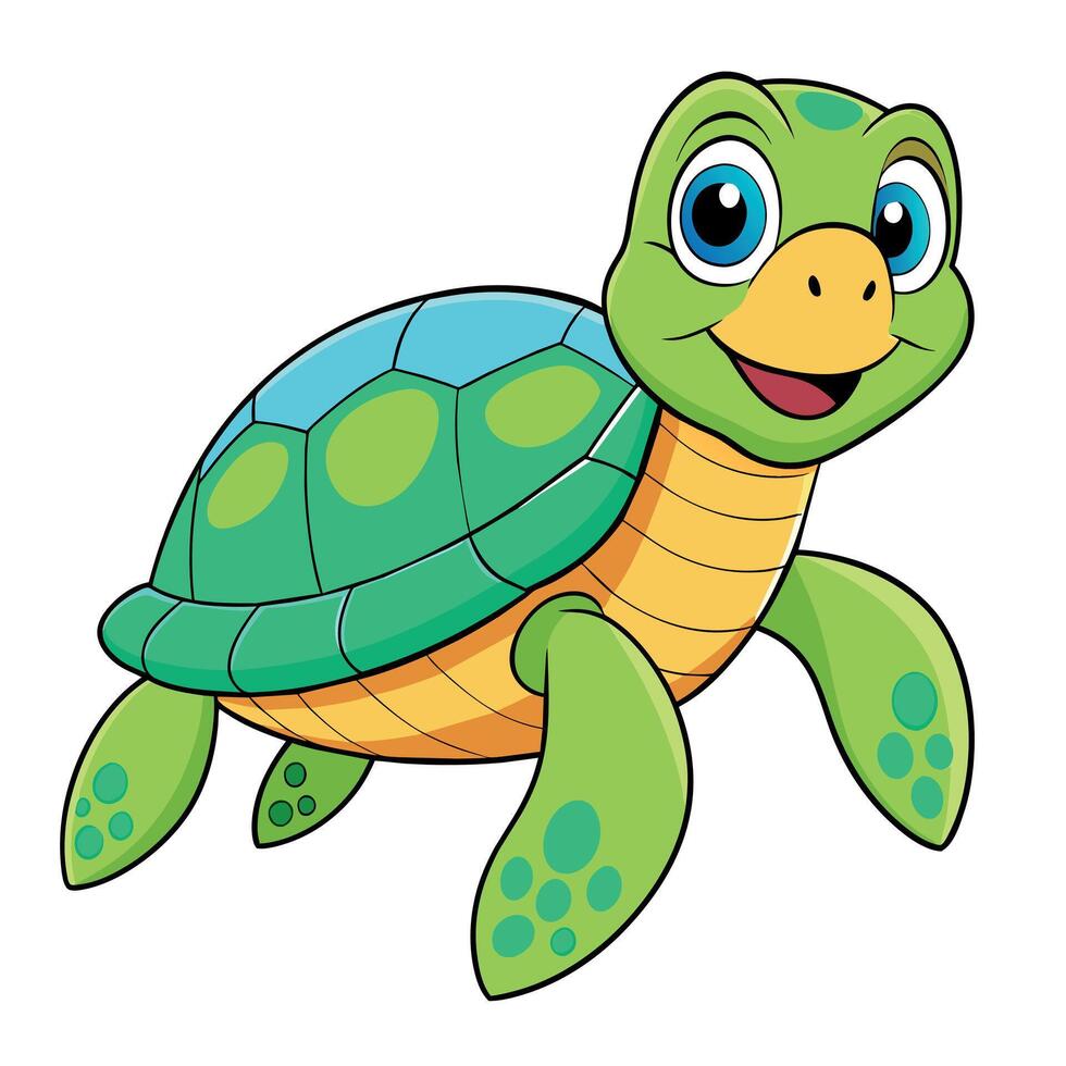 Sea Turtle illustration flat style, Turtle carton vector