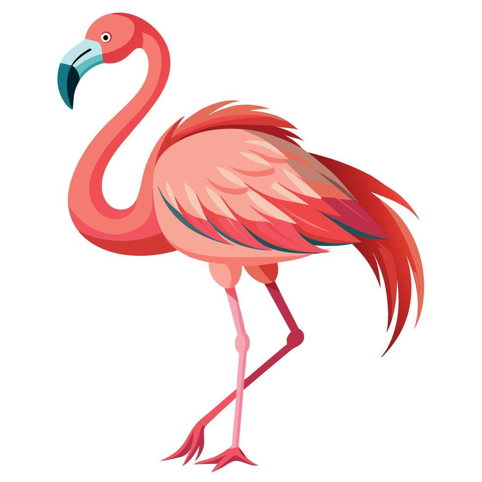 flamenco pájaro plano estilo ilustración vector