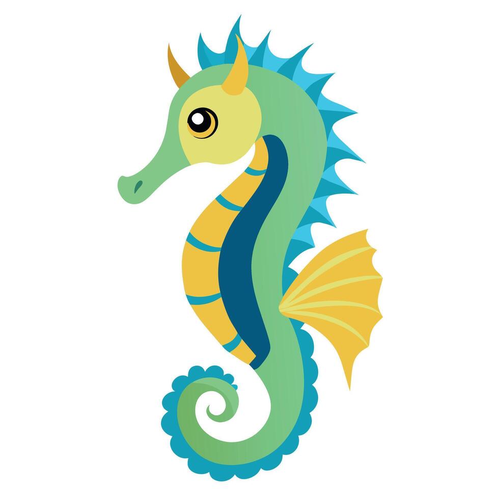 Seahorse flat style illustration vector