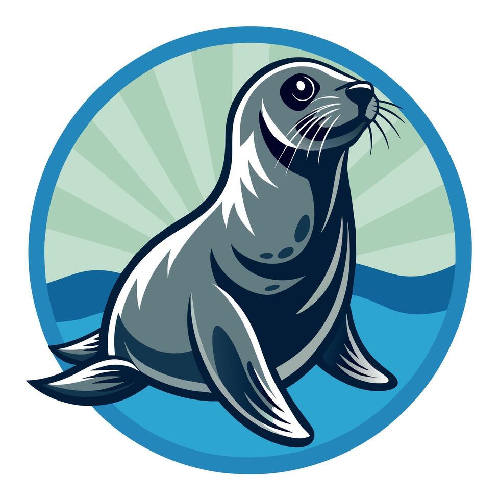seal animal illustration flat style, a seal animal vector