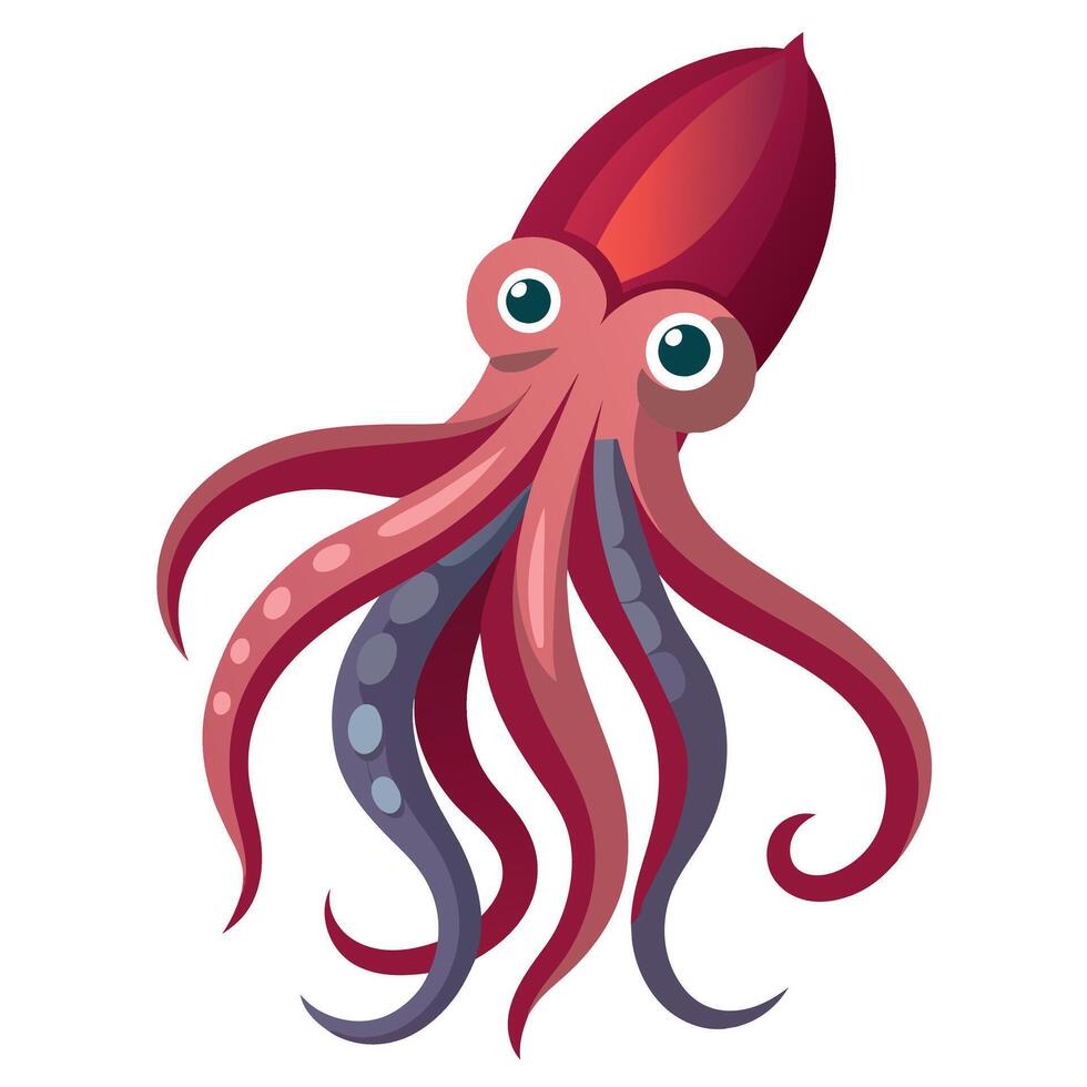 calamar animal plano estilo ilustración vector