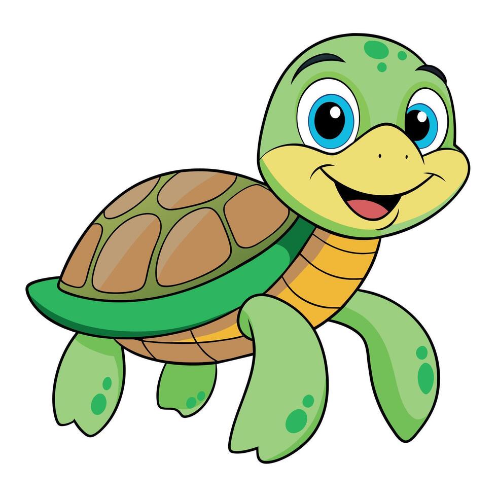 Sea Turtle illustration flat style, Turtle carton vector