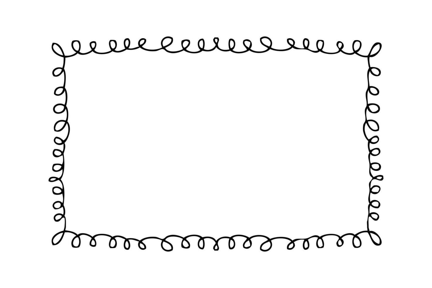 Hand drawn rectangular horizontal empty frame. Simple doodle illustration for decor and design. vector