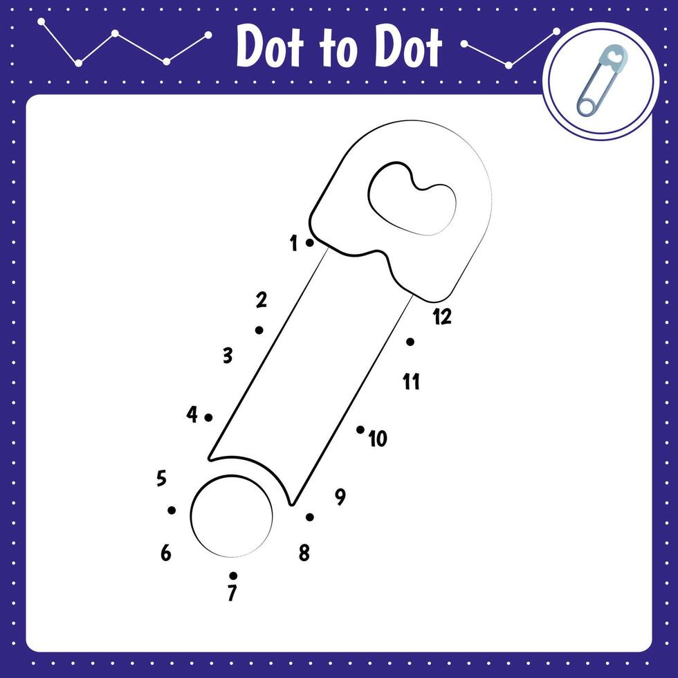 Connect dots for kids. Dot to dot educational game. Activity worksheet. Pin. Illustration. vector