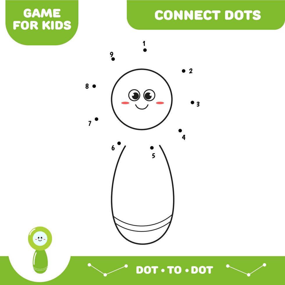 Magnifying glass character. Connect dots for kids. Dot to dot educational game. Activity worksheet. Illustration. vector