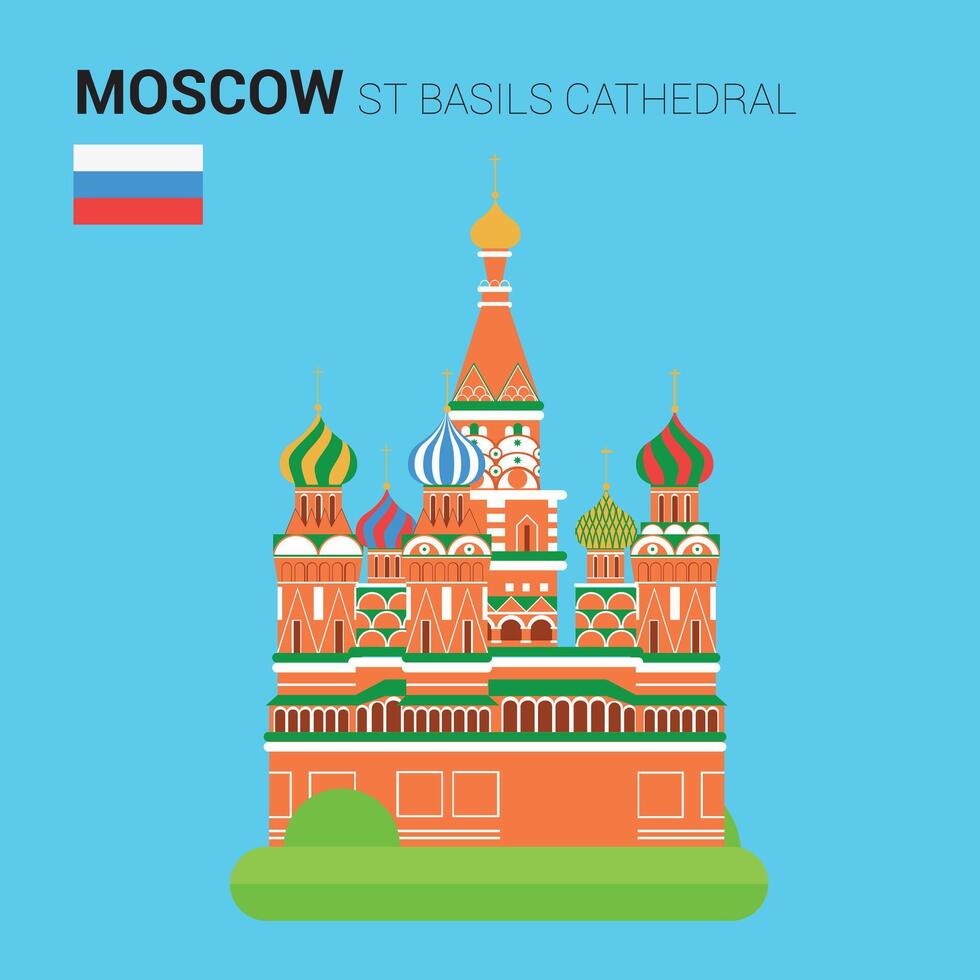 Monuments and landmarks Collection. St Basils Cathedral. Moscow, Russia vector