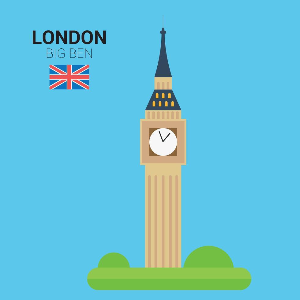 Monuments and landmarks Collection. Big Ben. London, United Kingdom vector