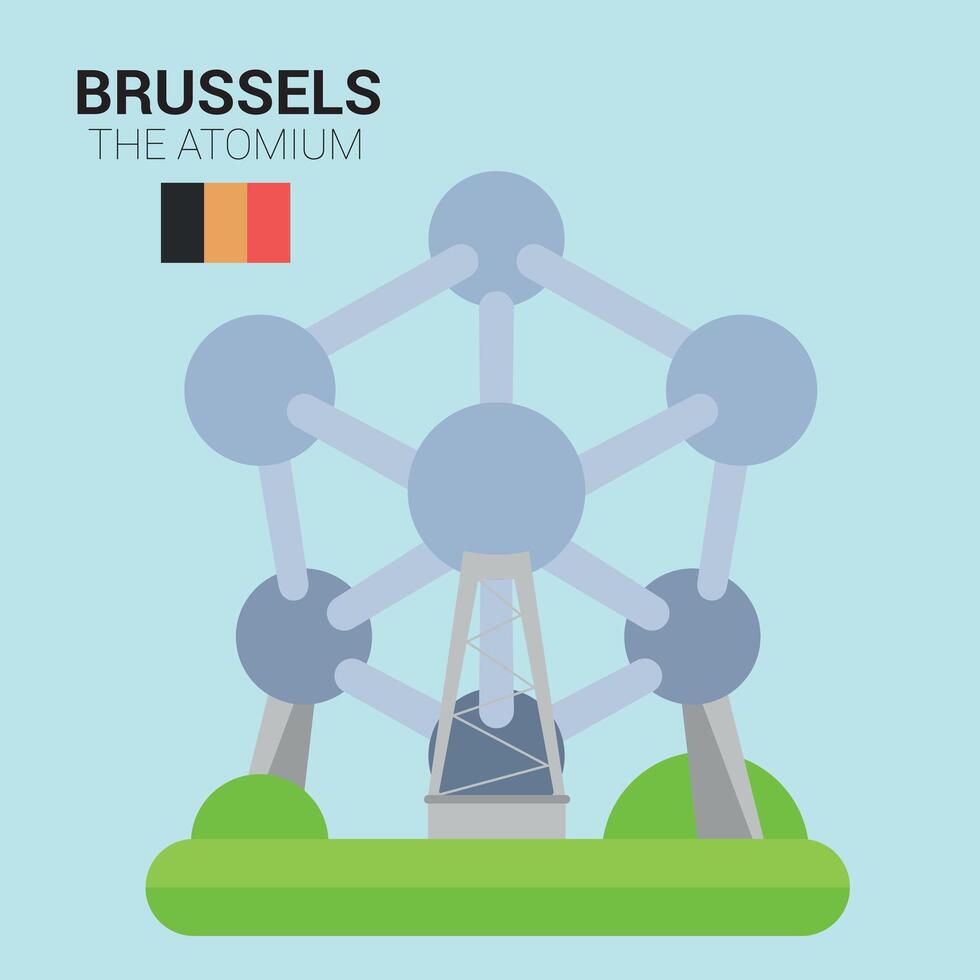 Monuments and landmarks Collection. The Atomium. Brussels, Belgium vector