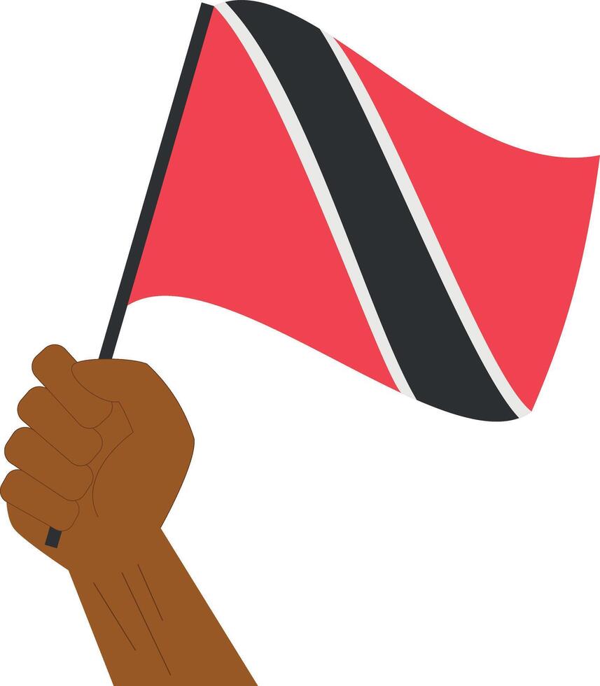 Hand holding and raising the national flag of Trinidad and Tobago vector