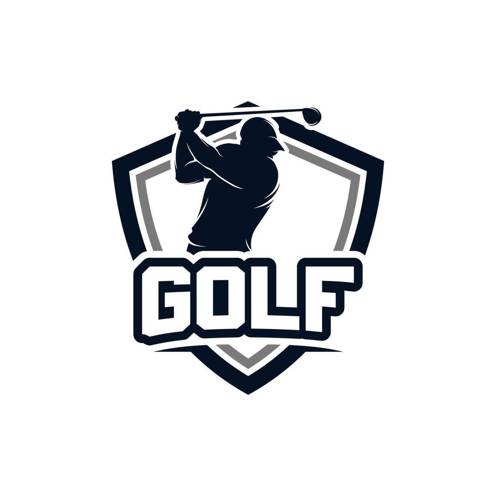 golf club shield logo design template vector