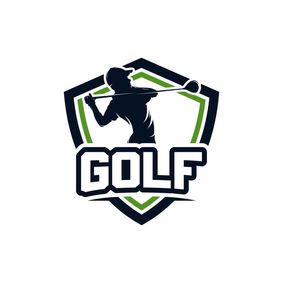 golf club shield logo design template vector
